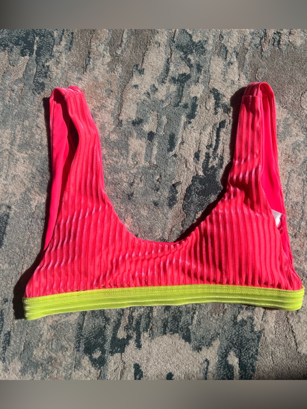 Dippin' Daisy's Neon Pink & Lime Yellow Ribbed Bikini Top with